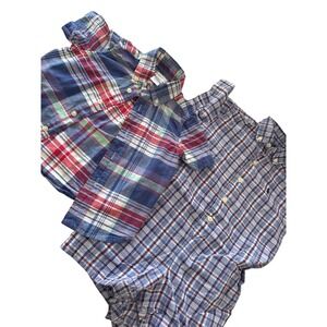 Polo Ralph Lauren Baby Boy 12-24 Months Blue Plaid short sleeves Cotton Coverall